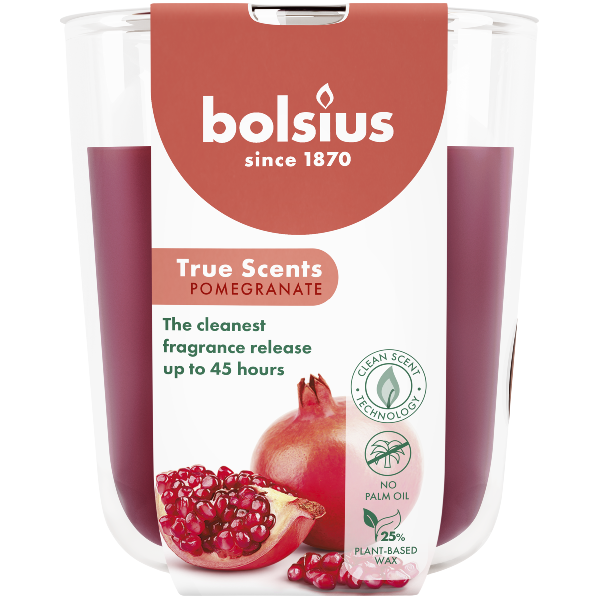 bolsius Bolsius True Scents - geurkaars in glas - Granaatappel - rood - groot