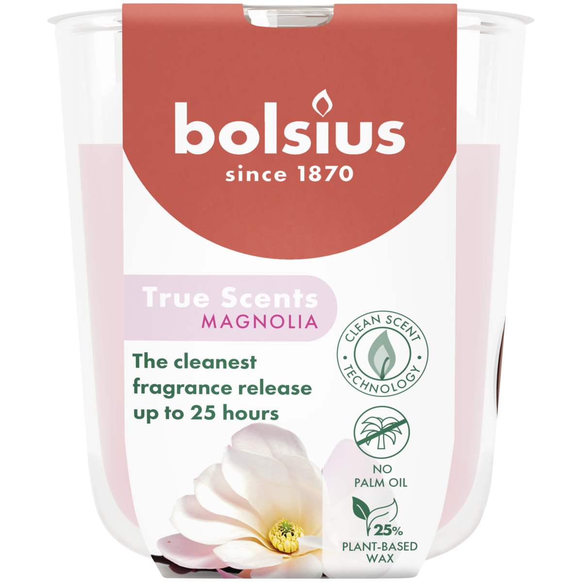 bolsius Bolsius True Scents - geurkaars in glas - Magnolia - roze - klein bolsius Bolsius True Scents - geurkaars in glas - Magnolia - roze - klein
