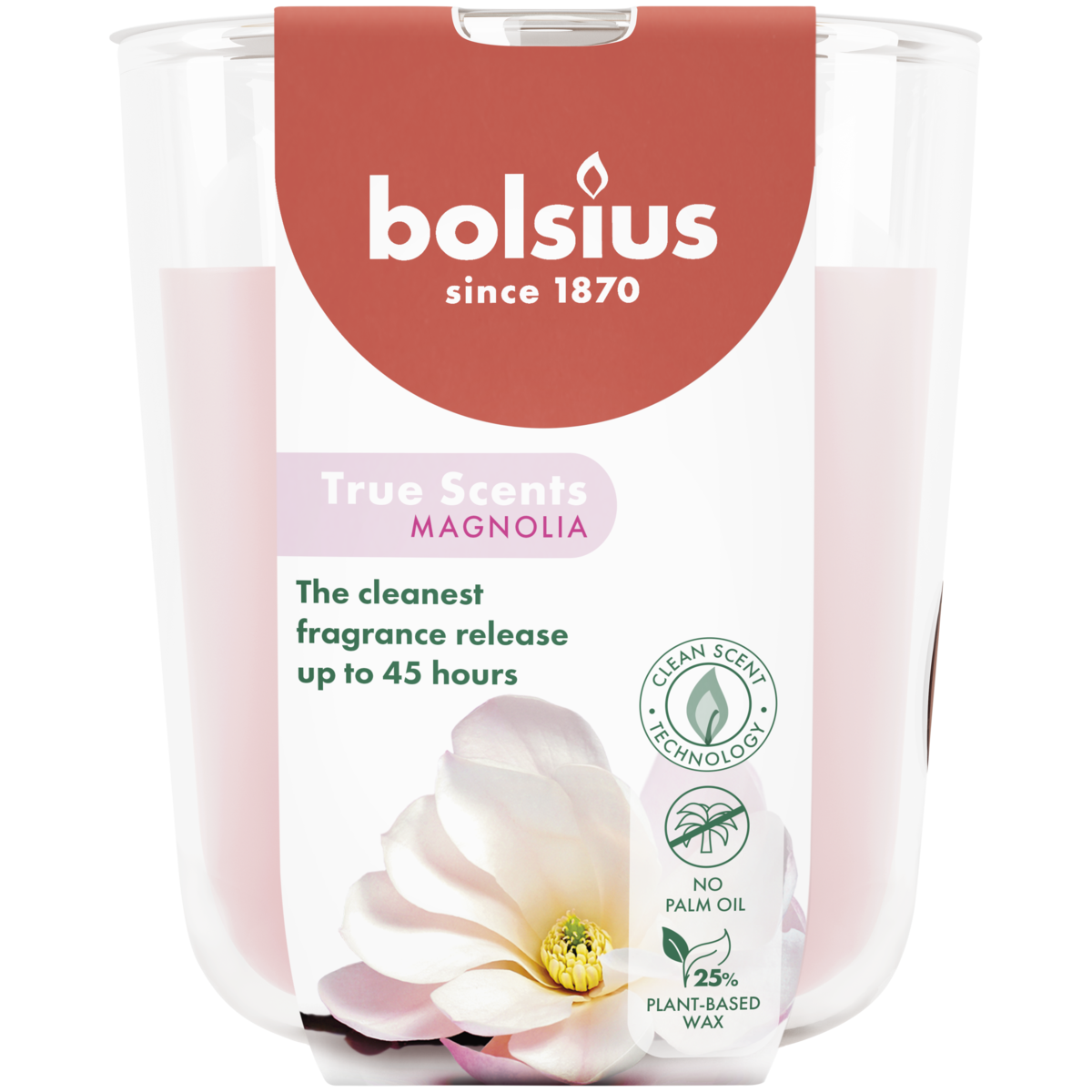 bolsius Bolsius True Scents - geurkaars in glas - Magnolia - roze - groot bolsius Bolsius True Scents - geurkaars in glas - Magnolia - roze - groot