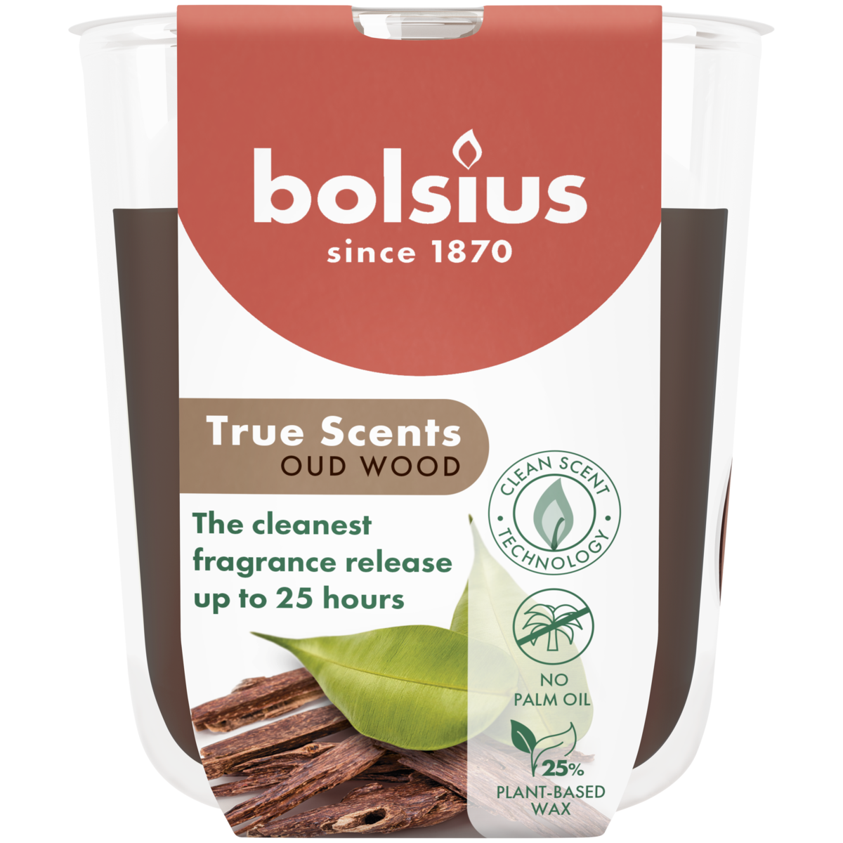 bolsius Bolsius True Scents - geurkaars in glas - Oud Wood - bruin - klein