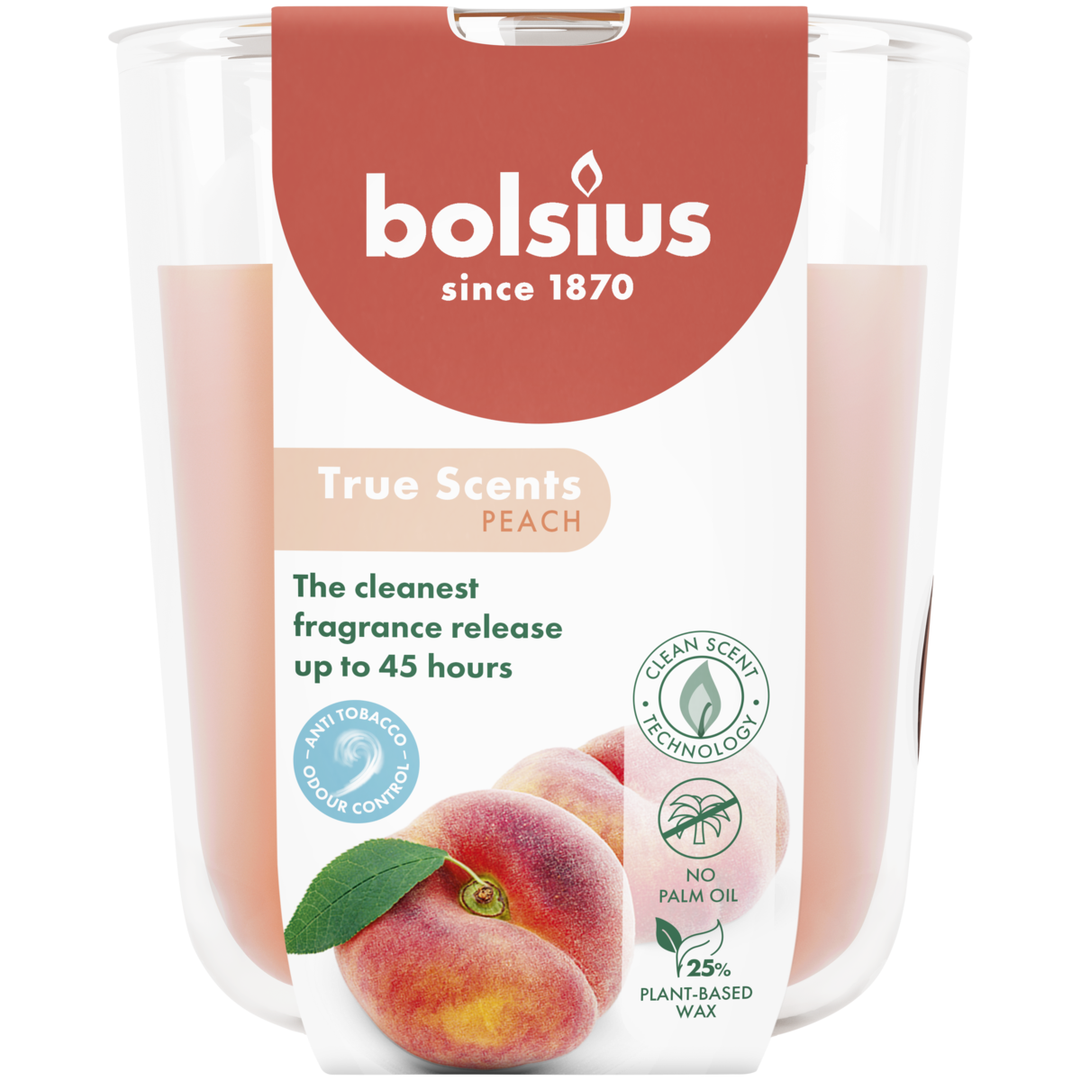 bolsius Bolsius True Scents - geurkaars in glas - Perzik - oranje - groot bolsius Bolsius True Scents - geurkaars in glas - Perzik - oranje - groot