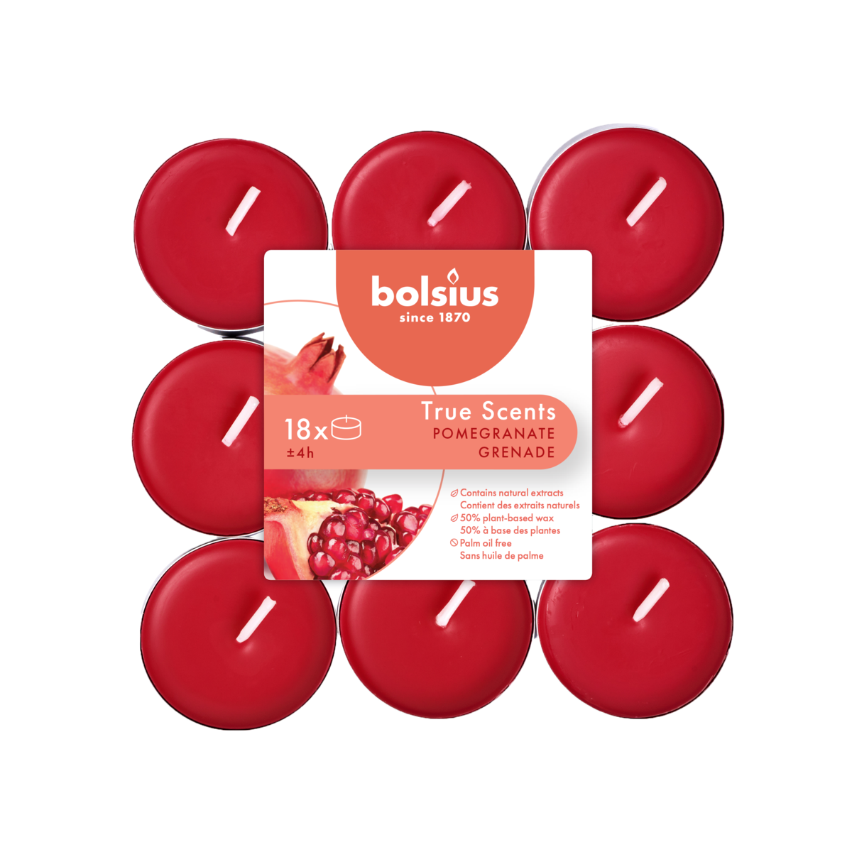 bolsius Bolsius True Scents - geurtheelichten - Granaatappel - rood - per 18 stuks