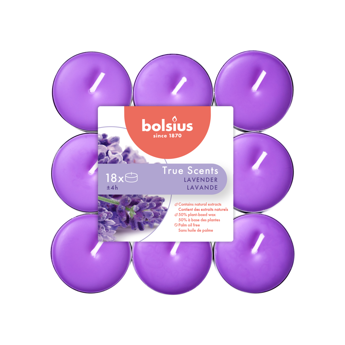 bolsius Bolsius True Scents - geurtheelichten - Lavendel - blauwpaars - per 18 stuks