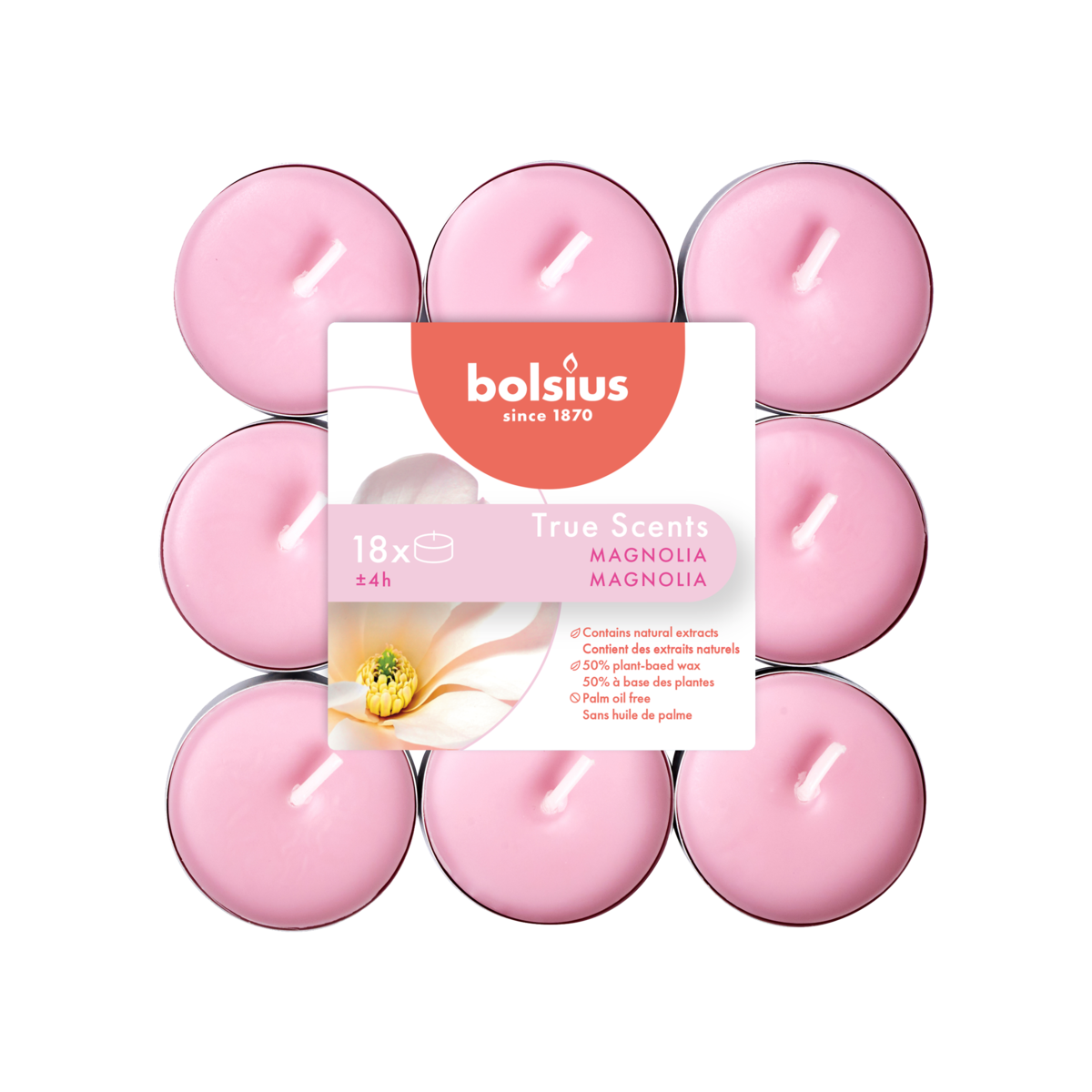 bolsius Bolsius True Scents - geurtheelichten - Magnolia - roze - per 18 stuks