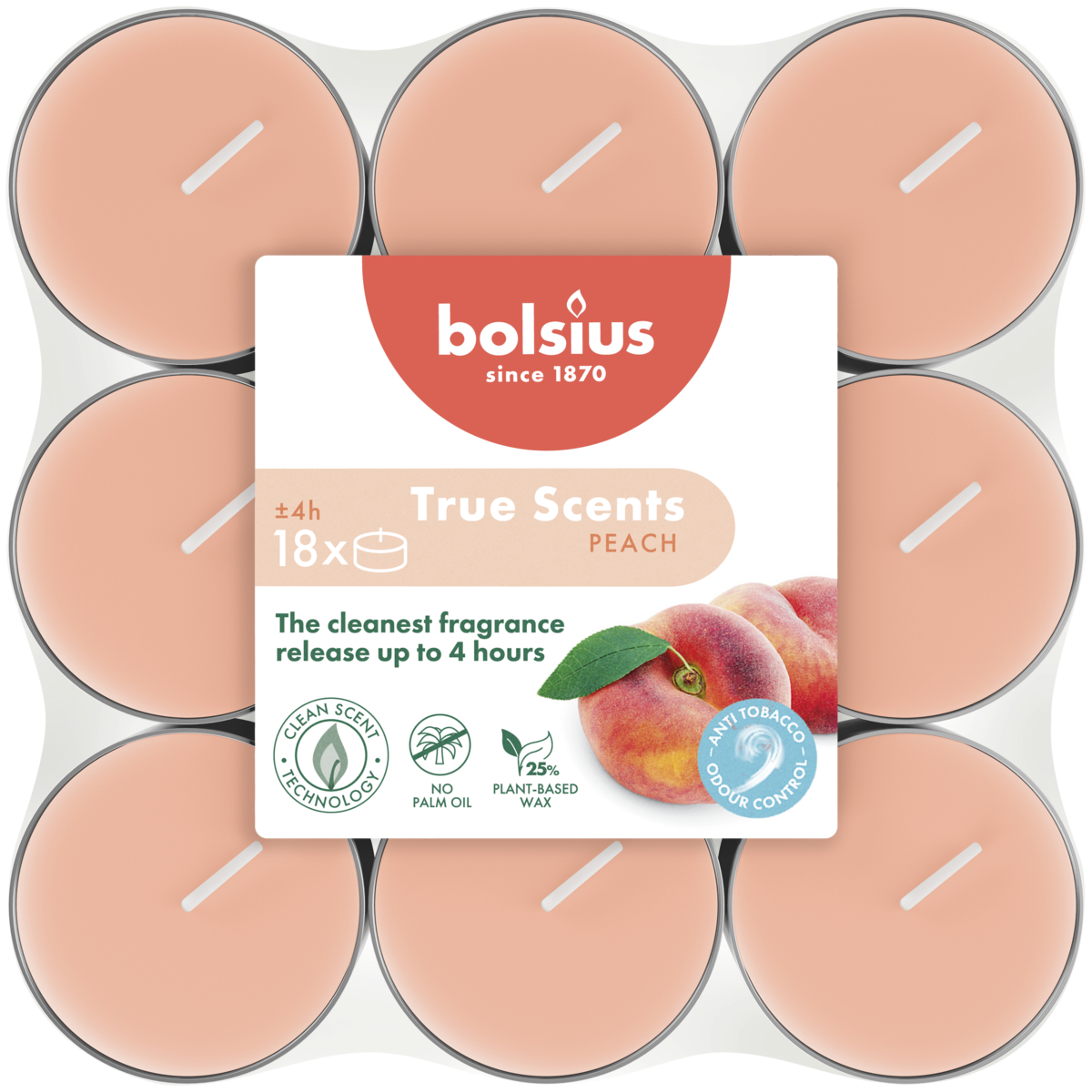 bolsius Bolsius True Scents - geurtheelichten - Perzik - oranje - per 18 stuks