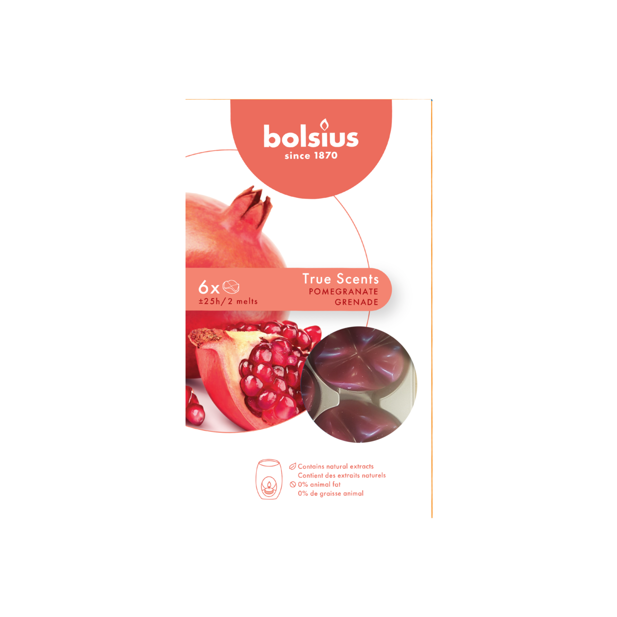 bolsius Bolsius True Scents - waxmelts - Granaatappel - rood - per 6 stuks