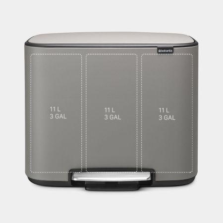 Brabantia Bo Pedaalemmer 3 X 11 Liter - Mineral Concrete Grey