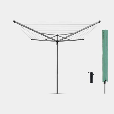 brabantia Essential Droogmolen 40 meter met bodemhuls & hoes Ø 35 mm - Metallic Grey
