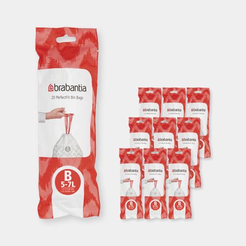 brabantia PerfectFit Afvalzakken Code B (5-7 liter) 10 rollen van 20 stuks