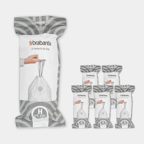 brabantia PerfectFit Afvalzakken Code H (50-60 liter) 6 rollen van 20 stuks