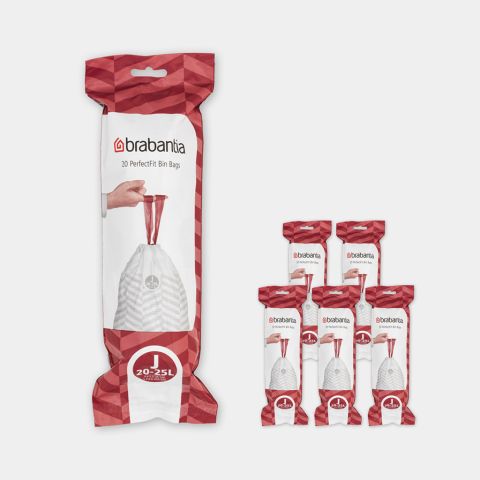 brabantia PerfectFit Afvalzakken Voor Bo Code J (23 liter) 6 rollen van 20 stuks