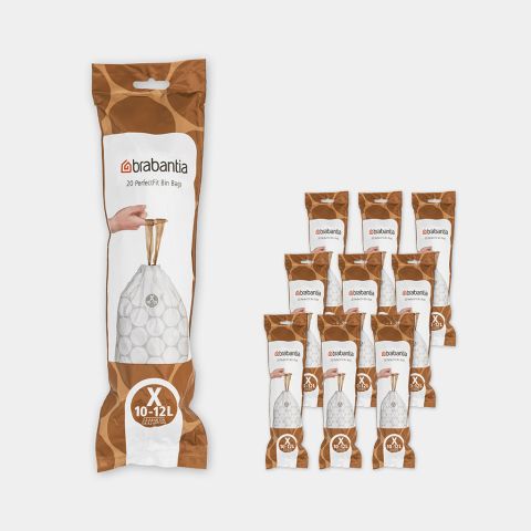 brabantia PerfectFit Afvalzakken Voor Bo & newIcon Code X (10-12 liter) 10 rollen van 20 stuks