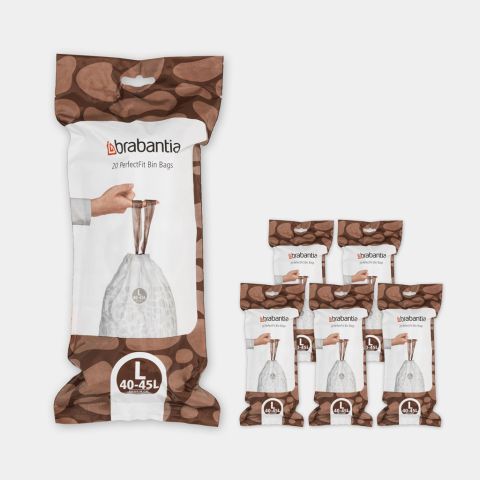 brabantia PerfectFit Afvalzakken Voor FlatBack+ Code L (45 liter) 6 rollen van 20 stuks