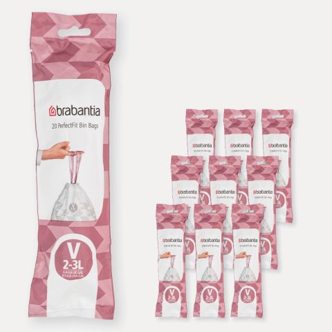 brabantia PerfectFit Afvalzakken Voor newIcon Code V (3 liter) 10 rollen van 20 stuks