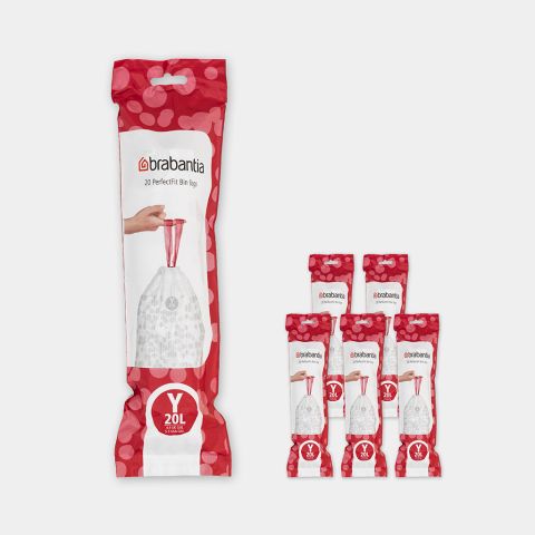 brabantia PerfectFit Afvalzakken Voor newIcon Code Y (20 liter) 6 rollen van 20 stuks