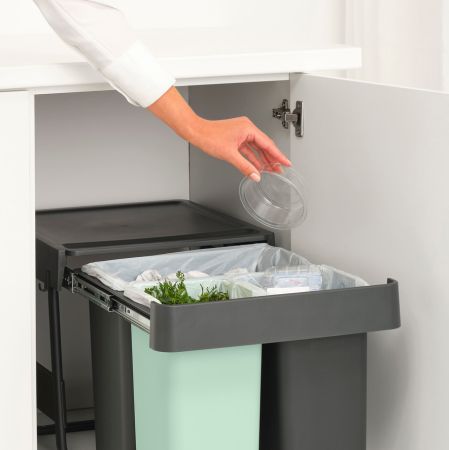 Brabantia Sort & Go Inbouwemmer 10+10+20 Liter - Dark Grey