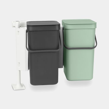 Brabantia Sort & Go Inbouwemmer 2 X 12 Liter - Jade Green & Grey