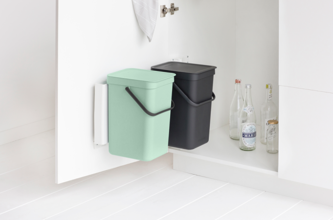 Brabantia Sort & Go Inbouwemmer 2 X 12 Liter - Jade Green & Grey