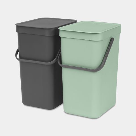 brabantia Sort & Go Inbouwemmer 2 x 12 liter - Jade Green & Grey