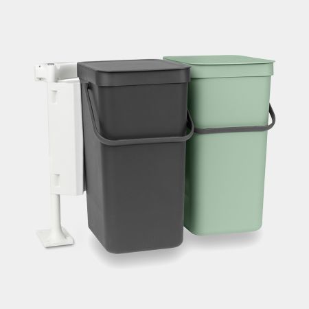 Brabantia Sort & Go Inbouwemmer 2 X 16 Liter - Jade Green & Grey