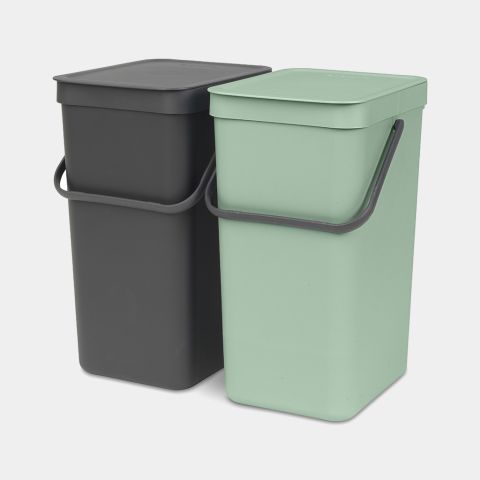 brabantia Sort & Go Inbouwemmer 2 x 16 liter - Jade Green & Grey