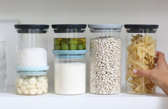 Brabantia Stapelbare Voorraadbus 1.9 Liter Glas - Dark Grey