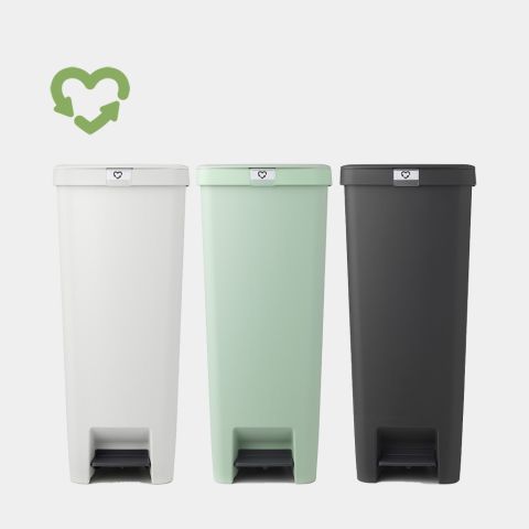 brabantia StepUp Pedaalemmer Recyclestraat 40L - Jade Green - Light Grey - Dark Grey