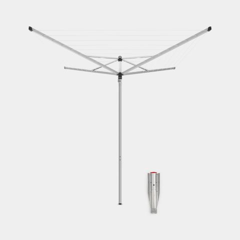 brabantia Topspinner Droogmolen 40 meter met metalen grondanker Ø 45 mm SplitPole - Metallic Grey