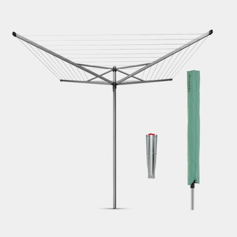 brabantia Topspinner Droogmolen 50 meter met grondanker & hoes Ø 45 mm - Metallic Grey