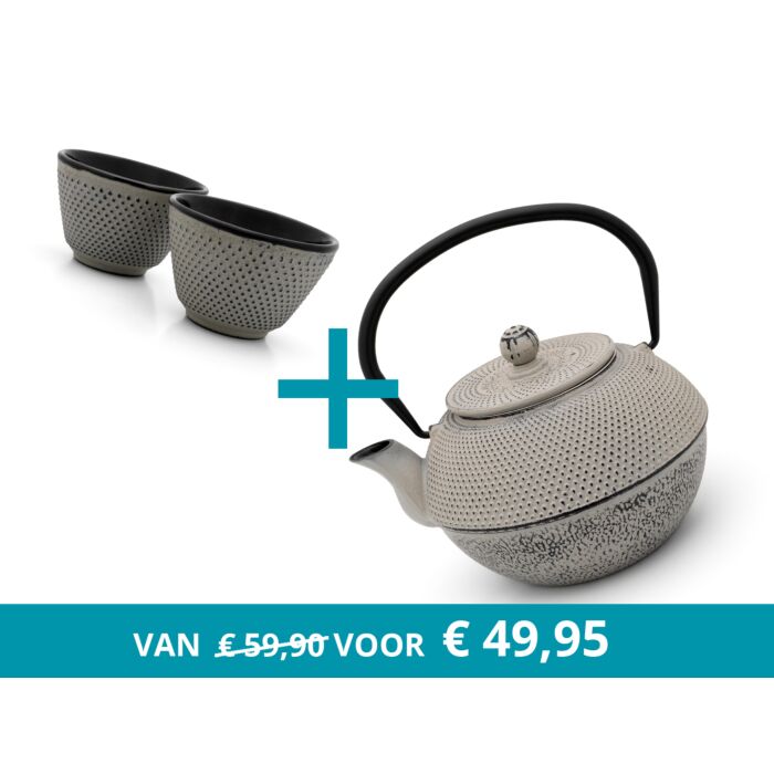 bredemeijer Teapot Jang with 2 mugs concrete grey