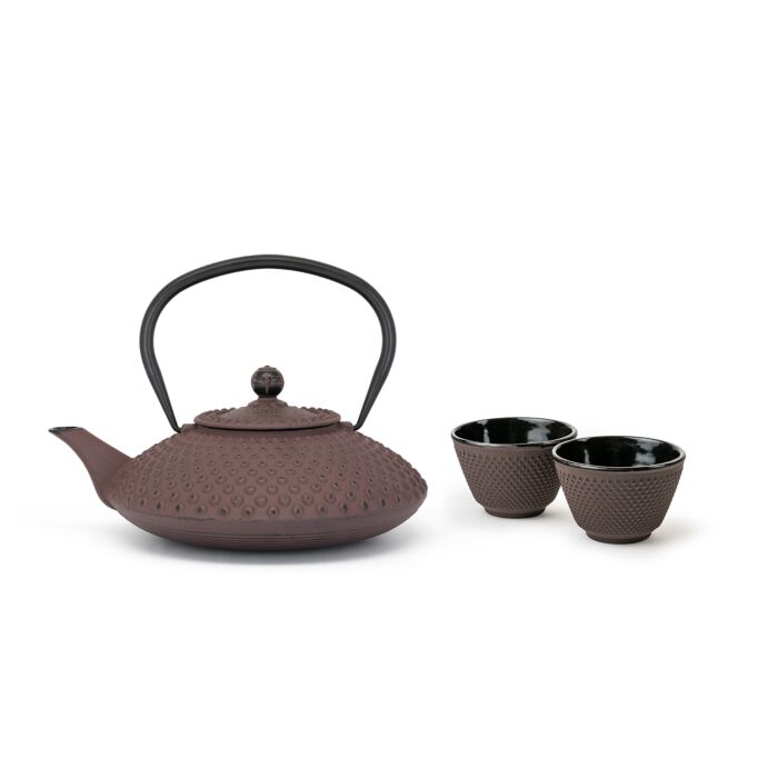bredemeijer Teapot Xilin with 2 mugs aubergine