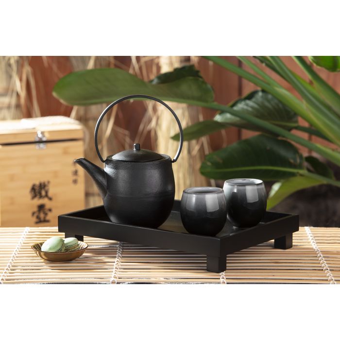 Bredemeijer Giftset Sendai Cast Iron Black With 2 Porcelain Mugs
