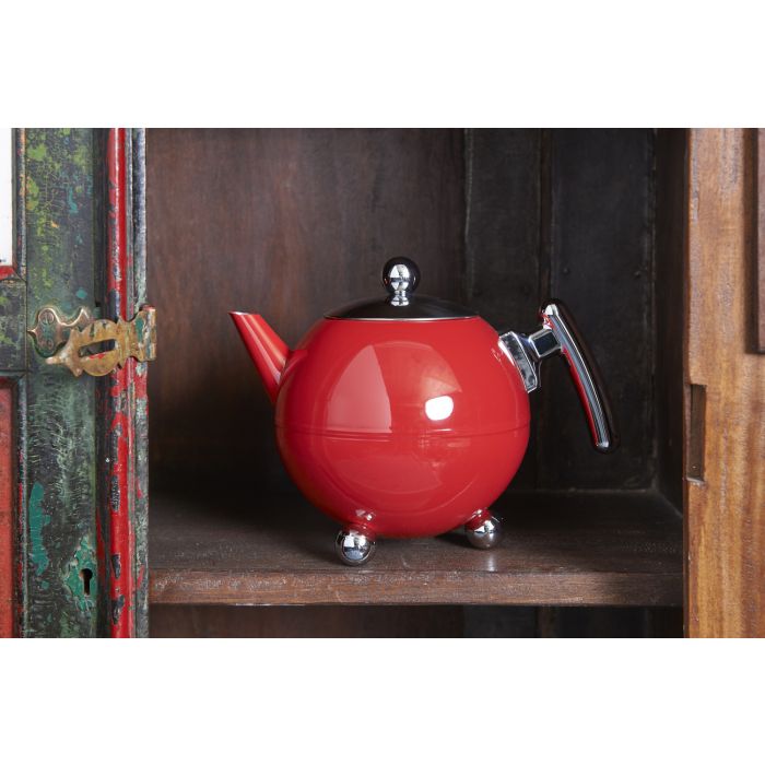 Bredemeijer Teapot Duet® Bella Ronde 1.2L Red Chrome Chromium Fittings