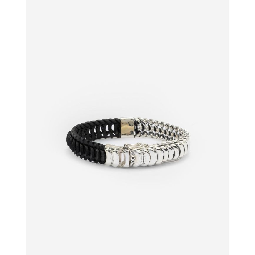 buddha to buddha Armband Lars Mix Zilver/Leer zwart
