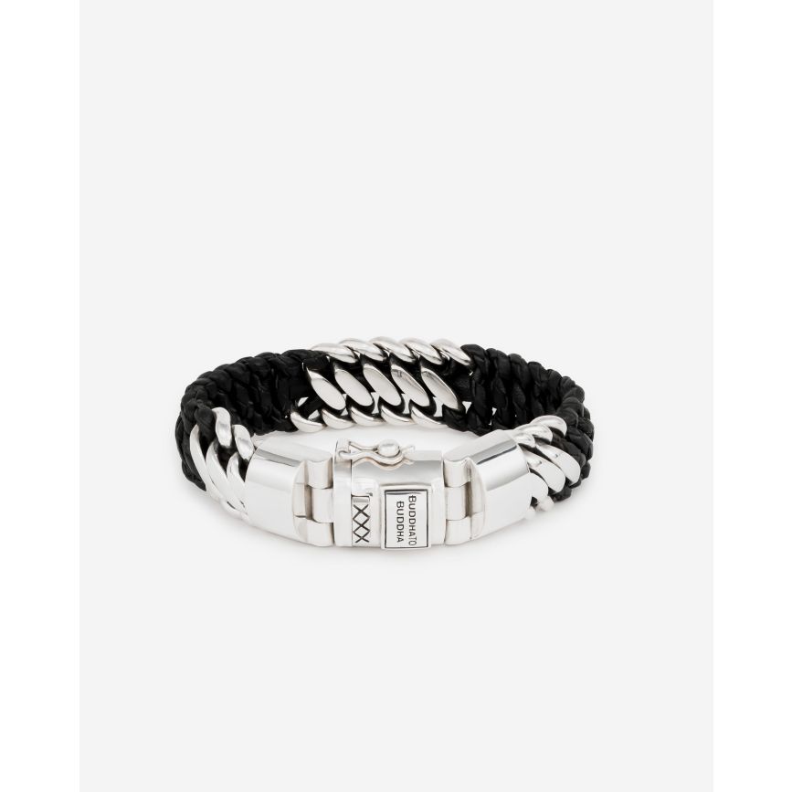 buddha to buddha Armband Ben Mix Zilver Leer Zwart
