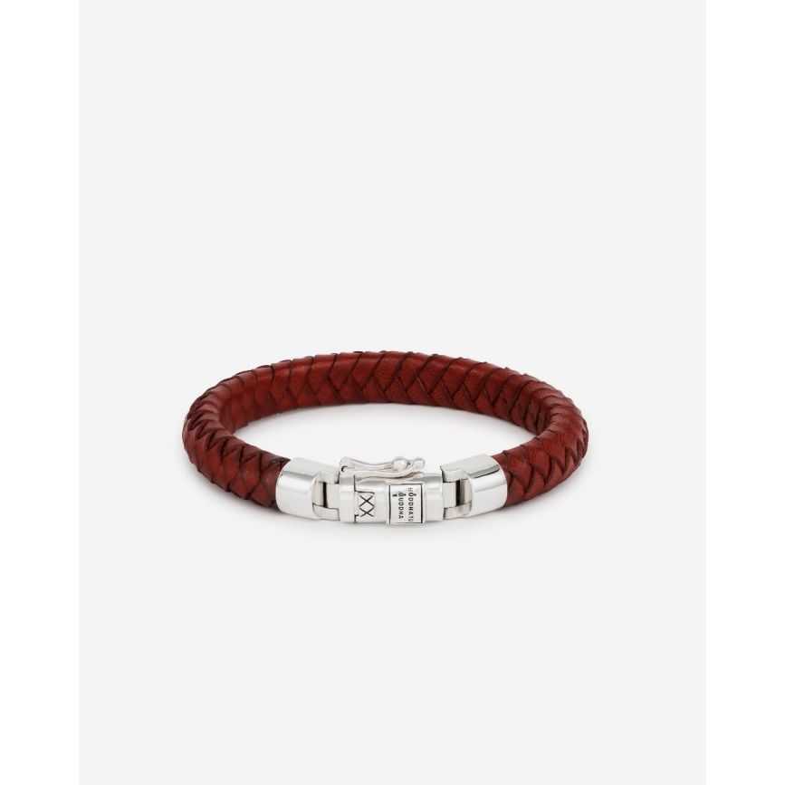 buddha to buddha Armband Ben Small Leer Rood