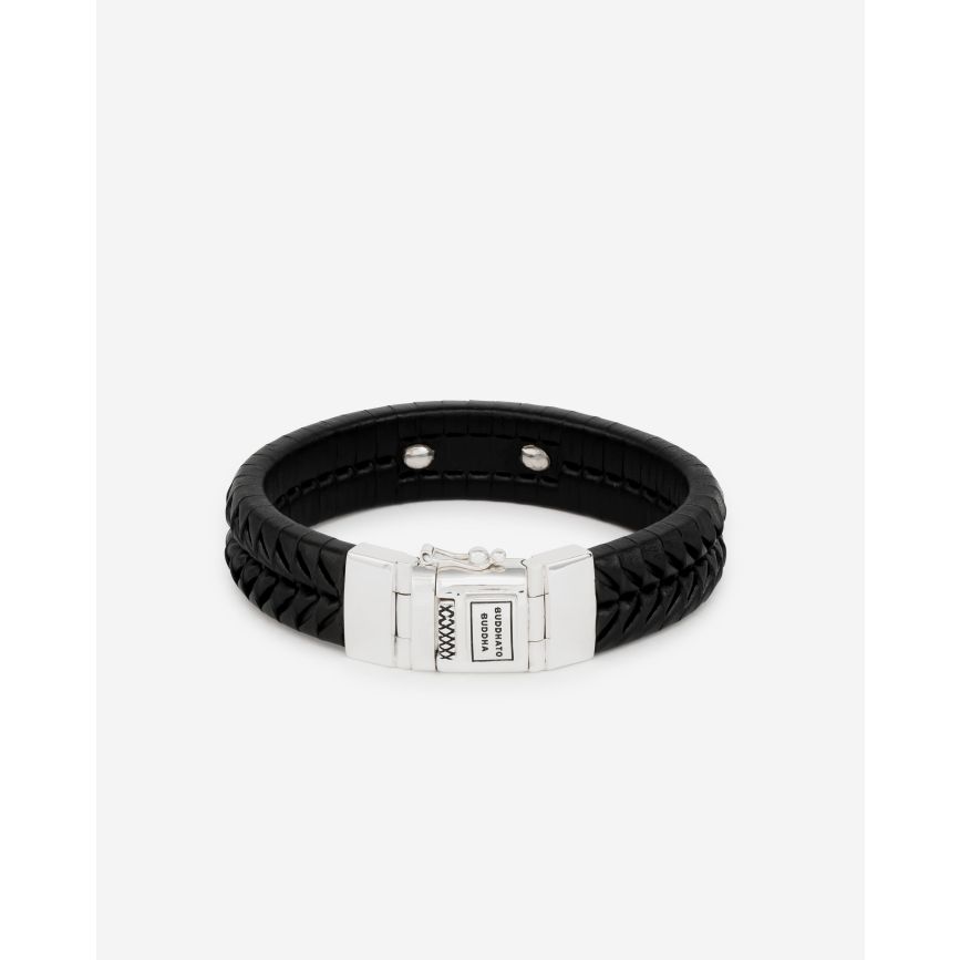buddha to buddha Armband Komang Leer Zwart
