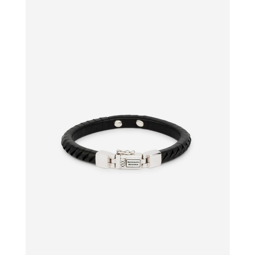 buddha to buddha Armband Komang Small Leer Zwart