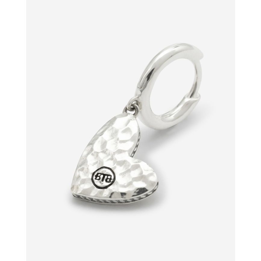 Buddha To Buddha Hart Oorbel Single Piece Zilver