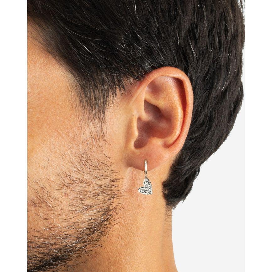 Buddha To Buddha Hart Oorbel Single Piece Zilver