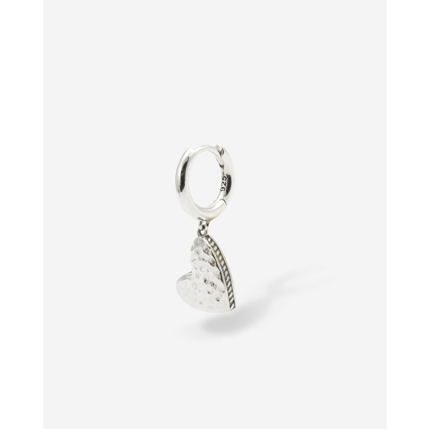 buddha to buddha Hart Oorbel Single Piece Zilver