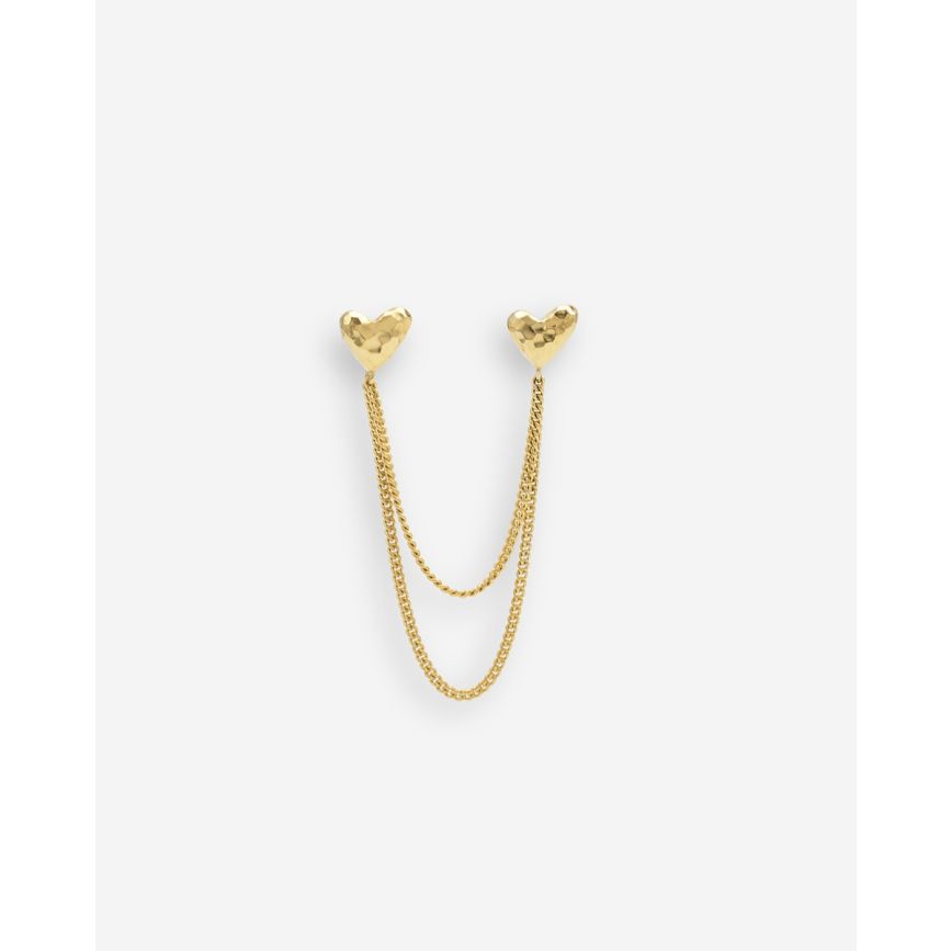 Buddha To Buddha Dubbel Hart Studs Single Piece Verguld