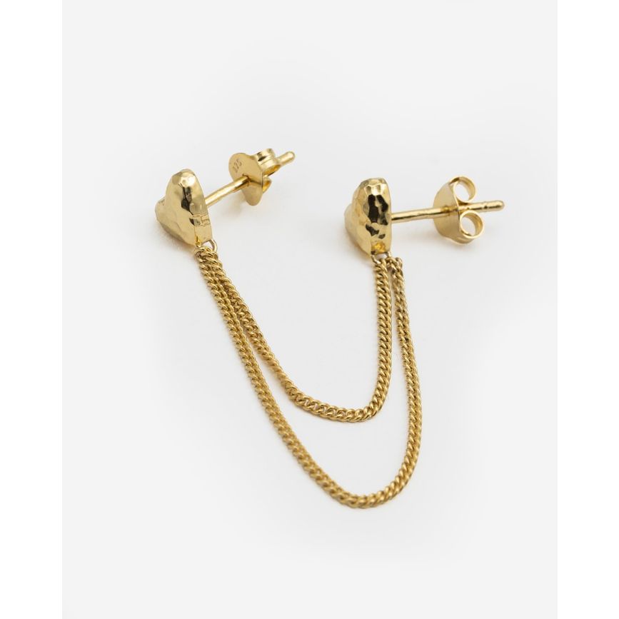 Buddha To Buddha Dubbel Hart Studs Single Piece Verguld