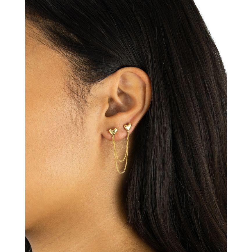 Buddha To Buddha Dubbel Hart Studs Single Piece Verguld