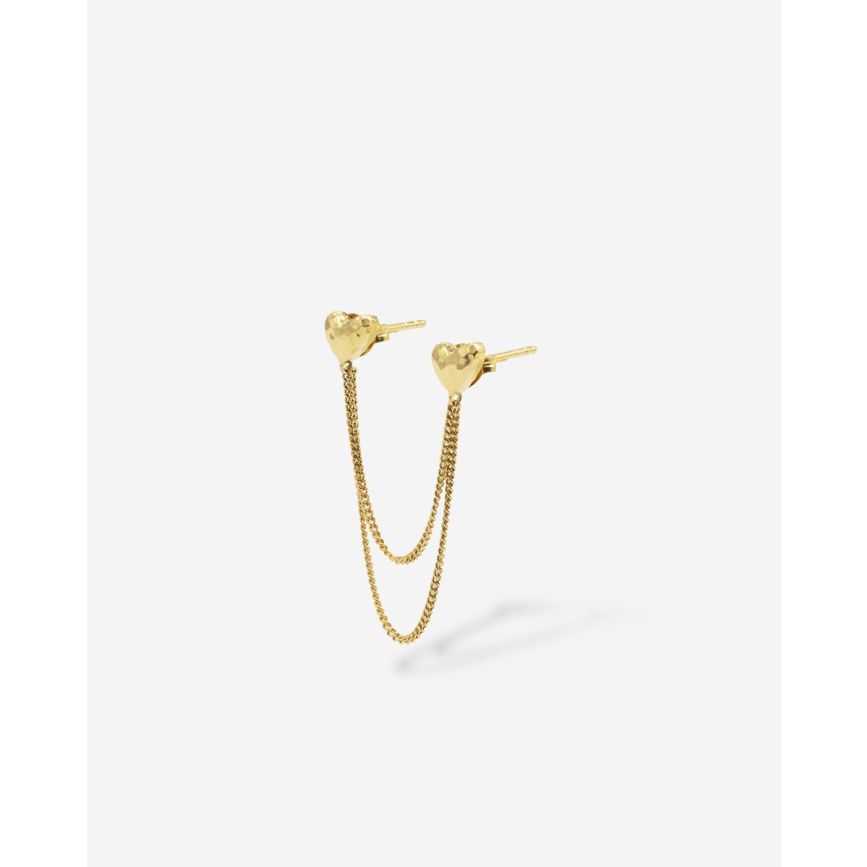 buddha to buddha Dubbel Hart Studs Single Piece Verguld