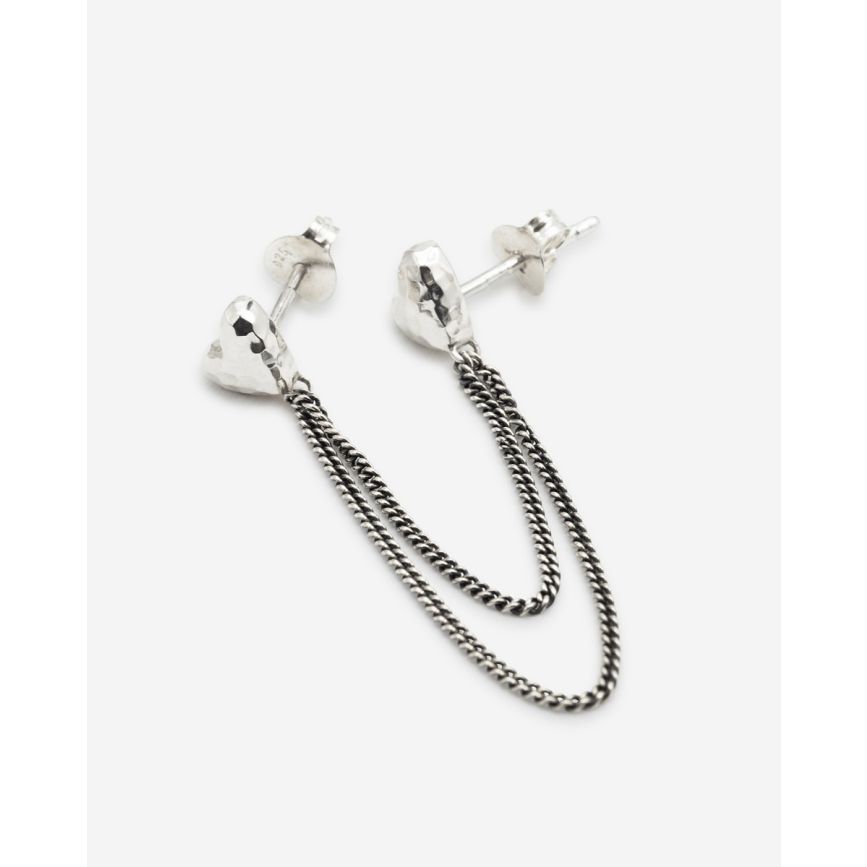 Buddha To Buddha Dubbel Hart Studs Single Piece Zilver