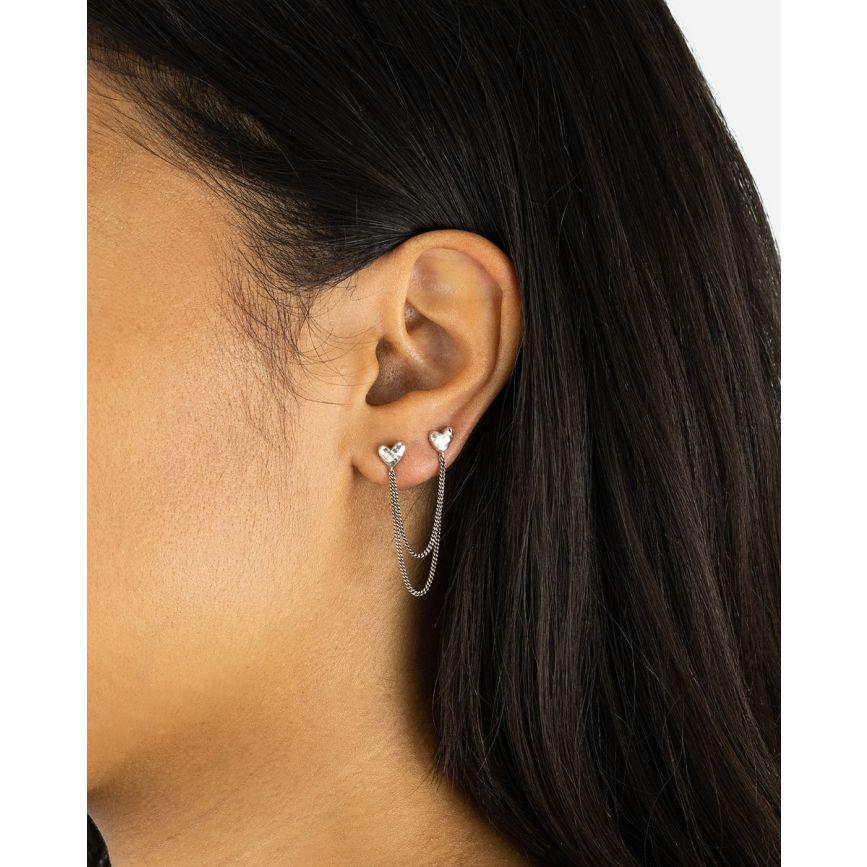 Buddha To Buddha Dubbel Hart Studs Single Piece Zilver