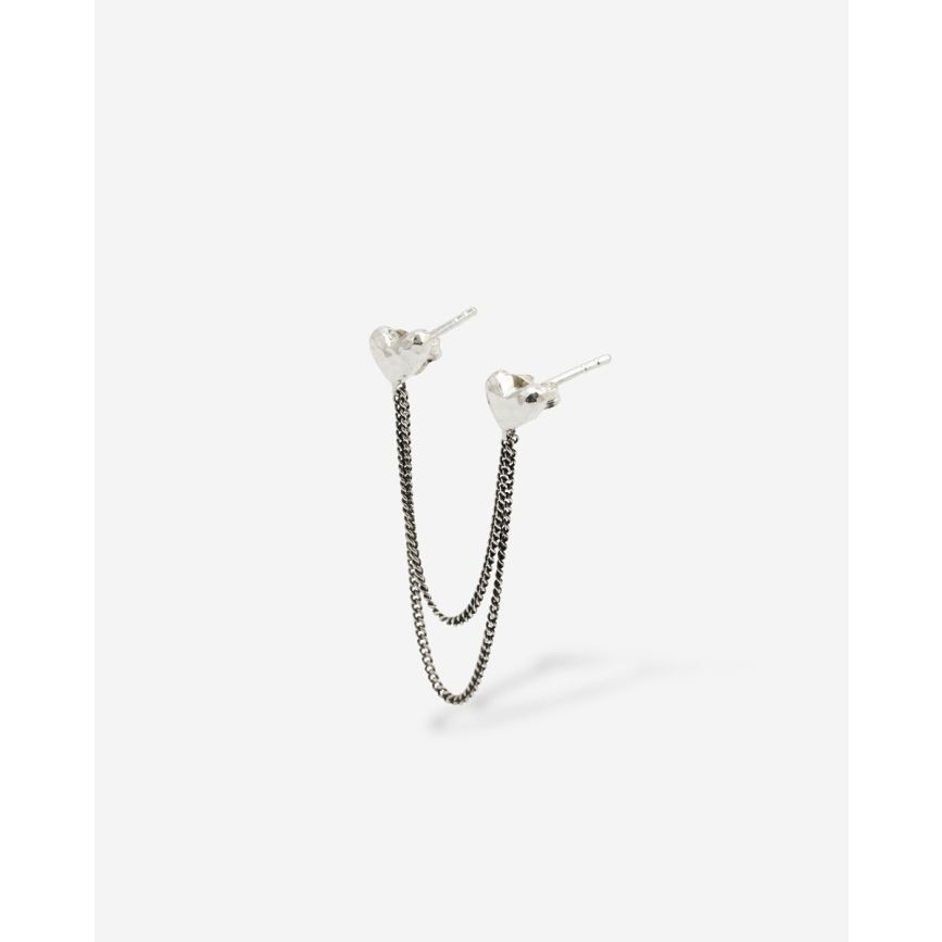 buddha to buddha Dubbel Hart Studs Single Piece Zilver