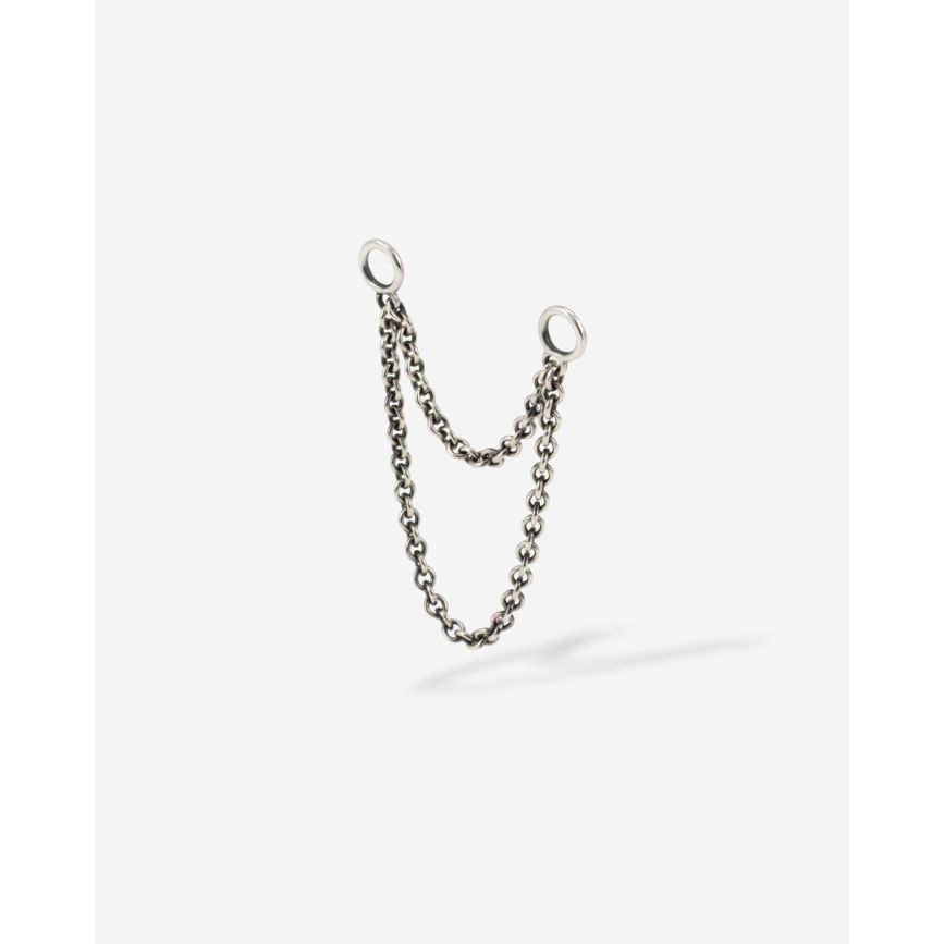 buddha to buddha Dubbele Chain Oorbel Connector Zilver Single Piece