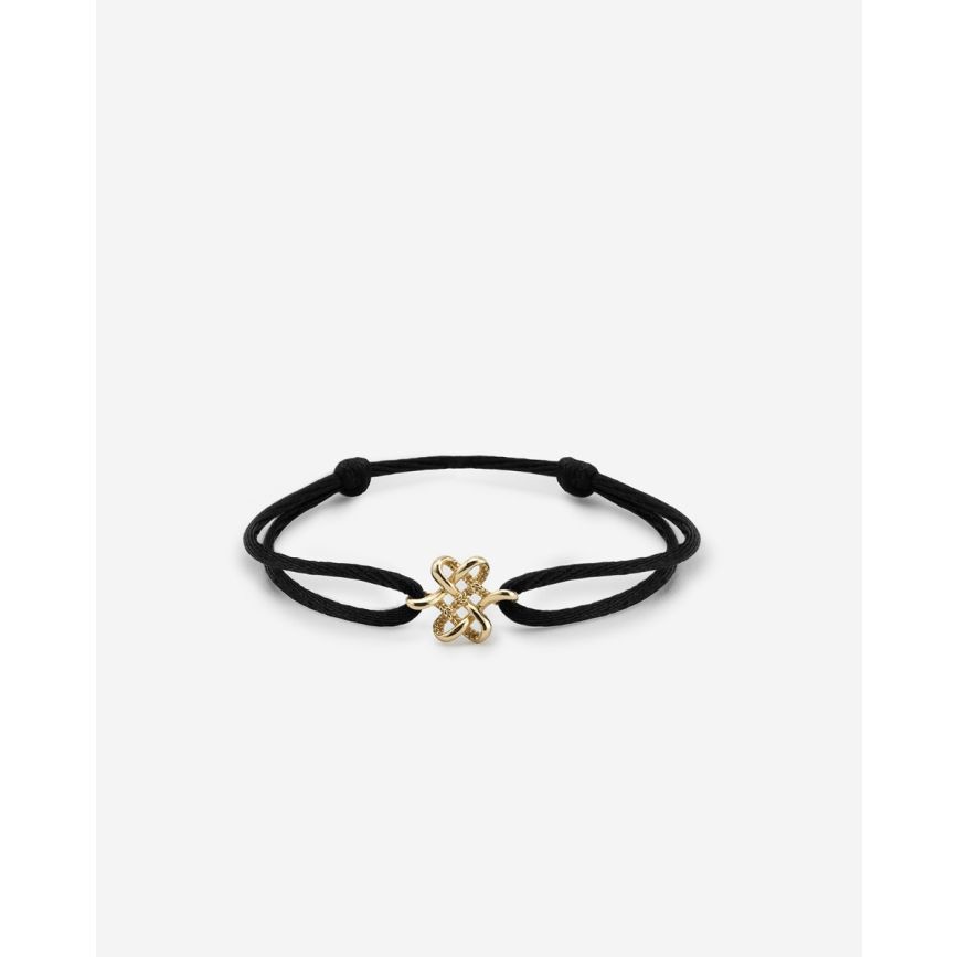 buddha to buddha Endless Knot Koordarmband Goud 14kt Zwart